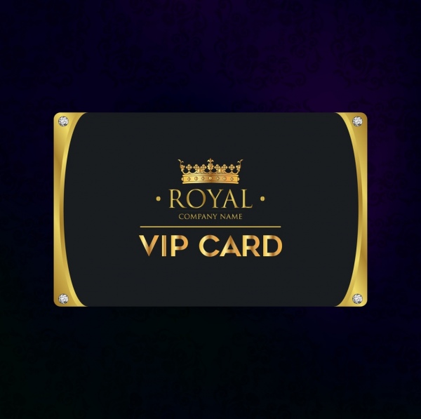 VIP cartão modelo luxo coroa dourada ícones decoração