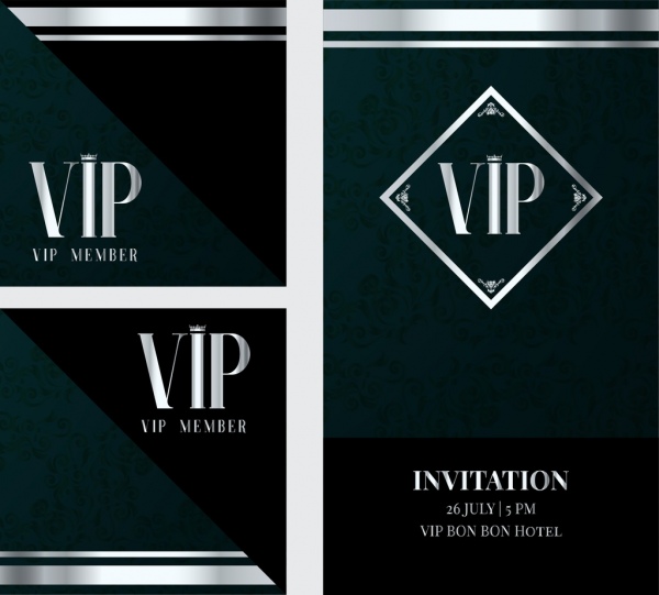 zaproszenia VIP karta szablonu w klasycznym stylu ciemny