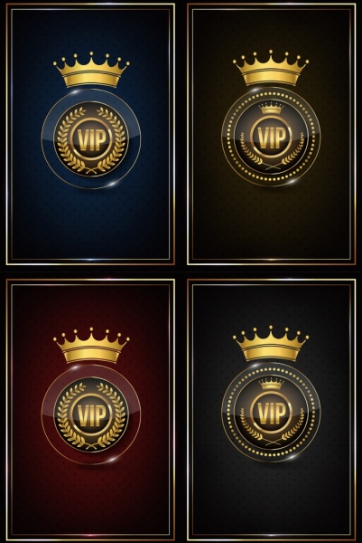 serie VIP logo splendente eleganza corona cerchi icone