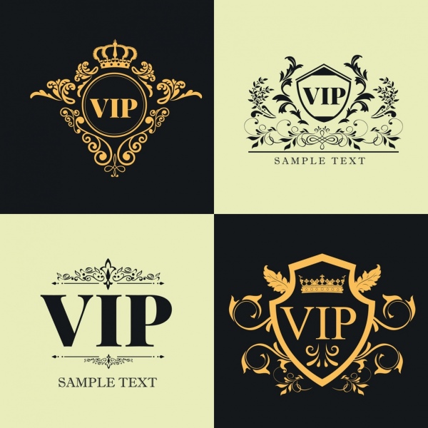 Классический симметричный дизайн шаблонов логотипа VIP