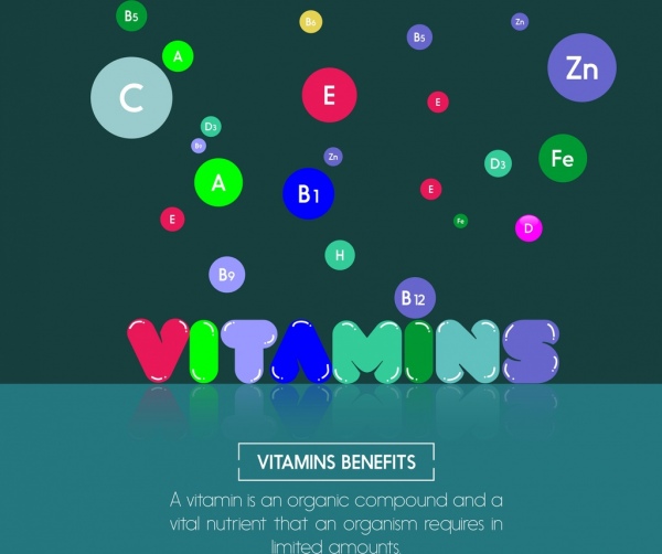 Vitamin profitieren Banner bunten schwebenden Kreise Dekor