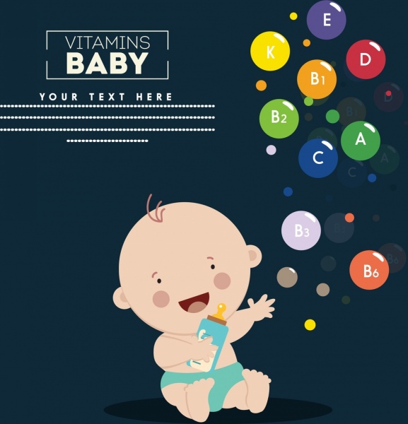 Vitamin promosi poster bayi lingkaran berwarna-warni ikon dekorasi