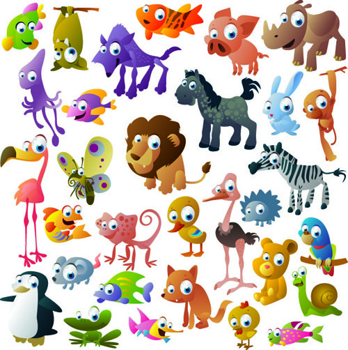 Vivid Cartoon Animals Vector-vector Cartoon-free Vector Free Download