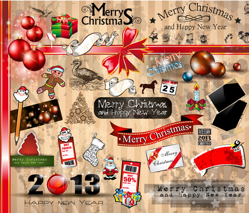 elementos de decoração de Natal vívida gráficos vetoriais