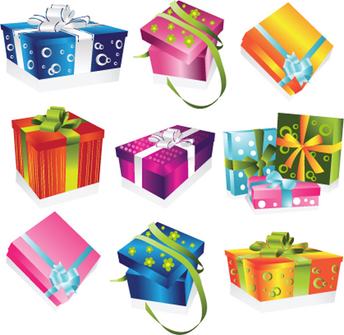 anschauliche farbige Geschenke Box-Vektor-Grafiken