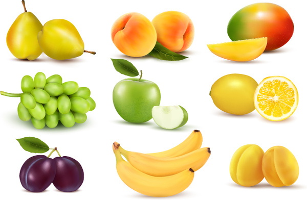 gráficos de vetor de projeto vívido de frutas
