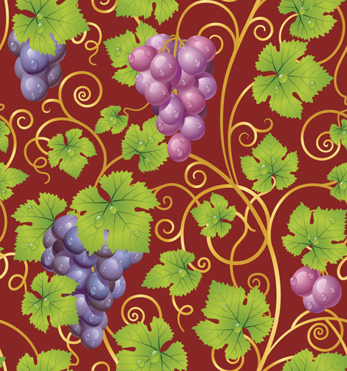 鮮やかなブドウ要素ベクトル背景アート