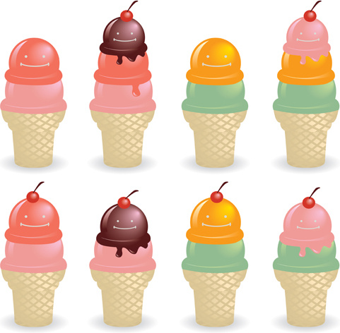 яркие элементы дизайна мороженого вектор