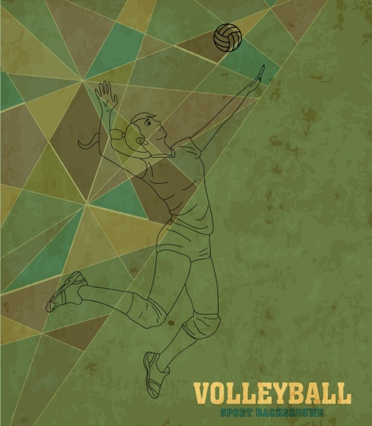 Skizzieren Sie Volleyball Hintergrund Spielerin Symbol flach polygon