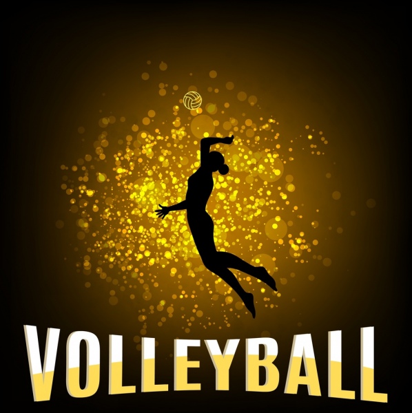 volley-ball joueuse icône étincelante silhouette décor de fond