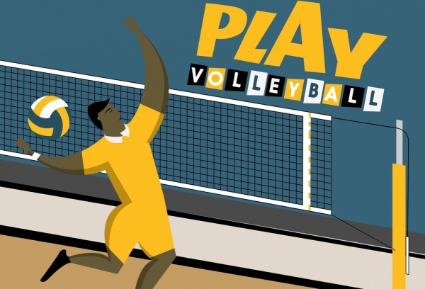Volleyball Banner männlichen Spieler Symbol Cartoon Charakter