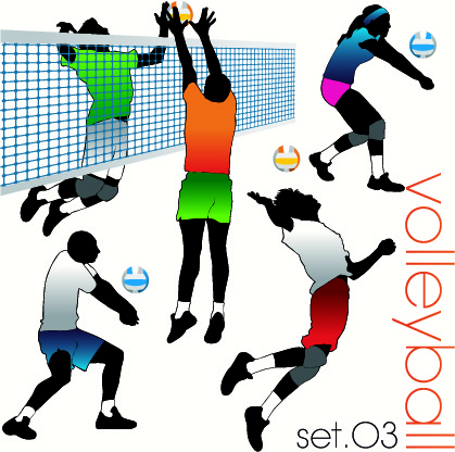 Volleyball Silhouettes Vector Set