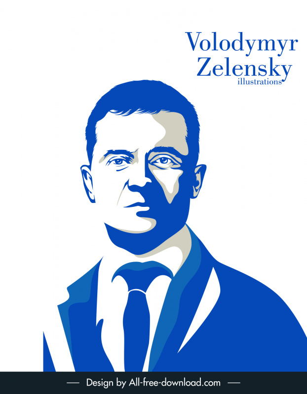 volodymyr zelensky retrato ícone ilustrações silhueta plana