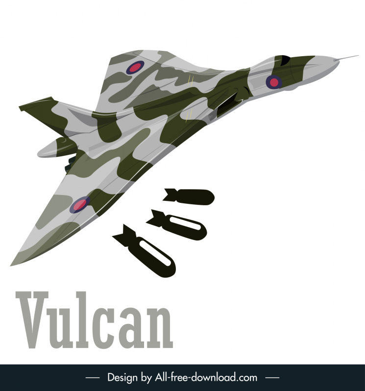 Ikon jet Vulcan Bomber Modern Garis Besar 3D Dinamis