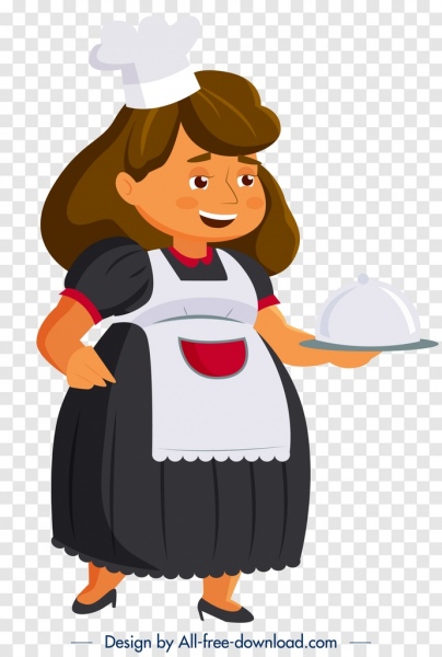 Kellnerin Symbol farbigen Cartoon Charakterskizze