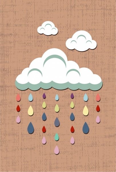 ديكور تصميم الغيوم وقطرات المطر الرموز