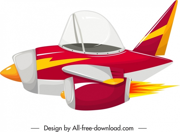 avion de guerre icône volant mouvement croquis décor coloré