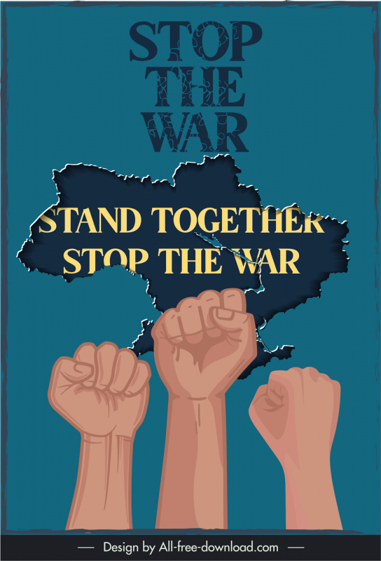 Plantilla de cartel de guerra Armas de protesta Boceto del mapa nacional