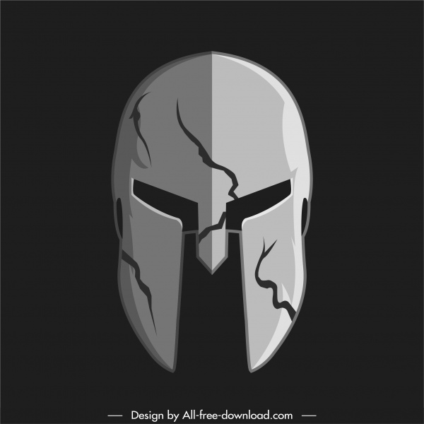 icono del casco de armadura guerrero oscuro boceto en 3D