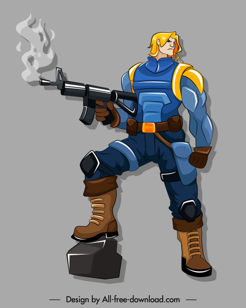 icona guerriero moderno 3d design personaggio dei cartoni animati