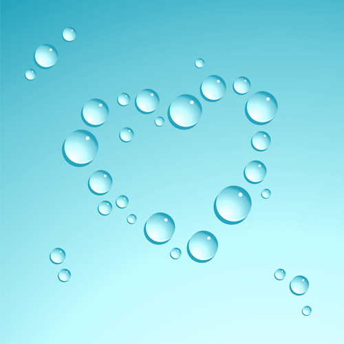 Wassertropfen mit Herz-Form-Vektor