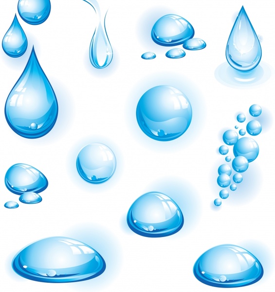 woda kropelki ikony błyszczący niebieski nowoczesny