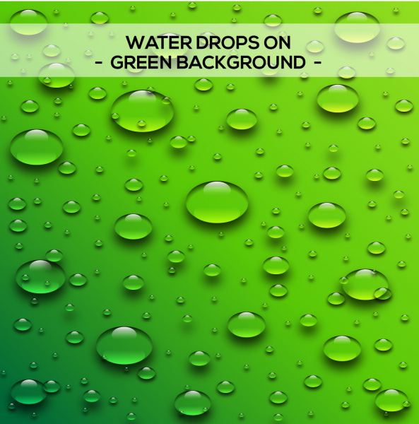 krople wody na zielonym tle