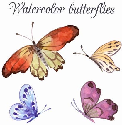 Акварель бабочек дизайн фона вектор