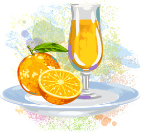 水彩オレンジ ジュース ベクトルと