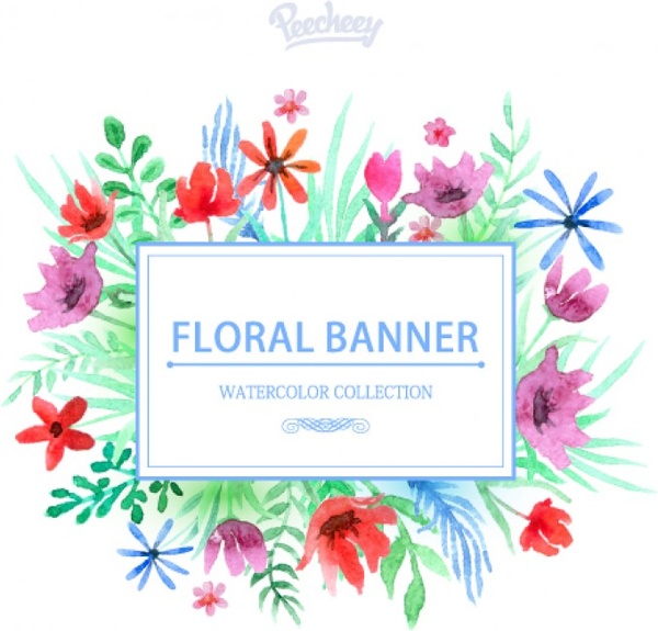 banners florales estilizados acuarela