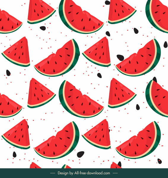 Wassermelone Muster Vorlage Scheiben Skizze klassische handgezeichnet