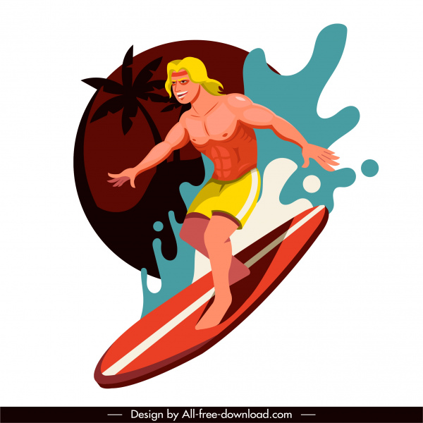 Oleada Surf Deporte Icono Dinámico Dibujo Animado Dibujos Animados-Vector  Misc-vector Libre Descarga Gratuita