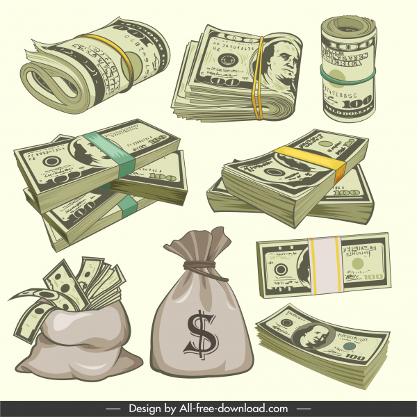 elementos de diseño de riqueza dinero boceto 3d clásico