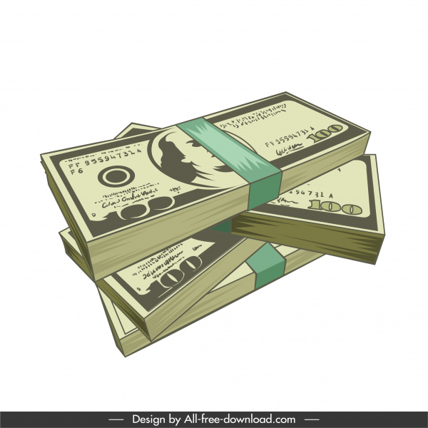 ikon kekayaan dolar tumpukan uang tunai sketsa 3d
