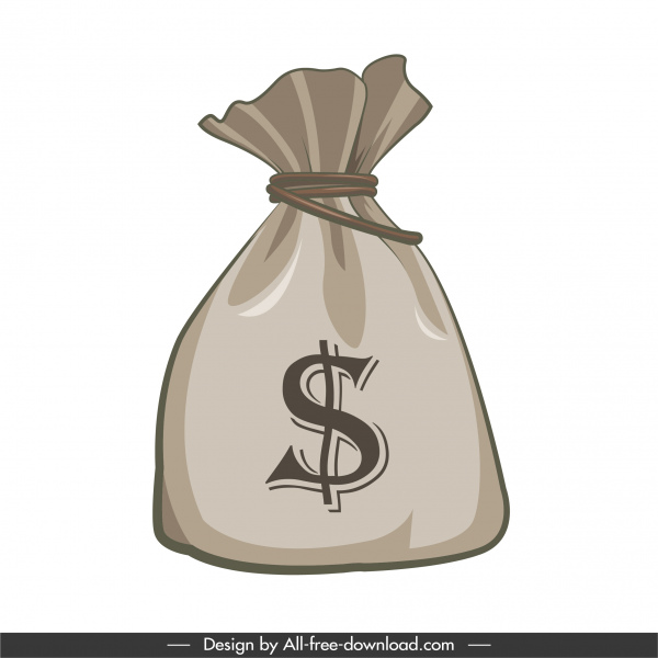 ícone de riqueza dinheiro saco esboço design clássico