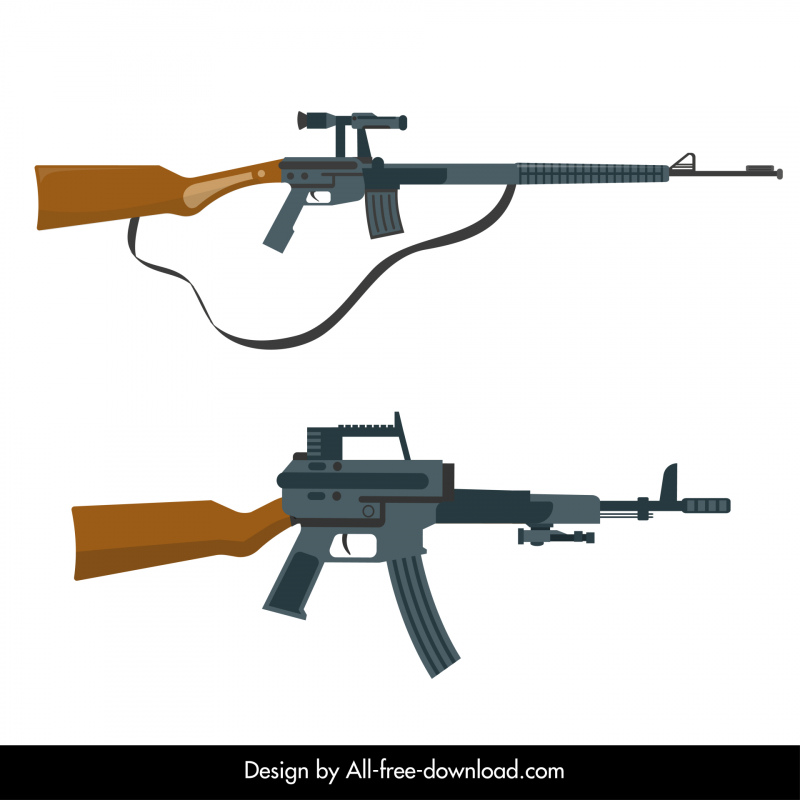 elementos de design de armas longo esboço de riffle de arma
