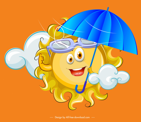 météo fond drôle stylisé soleil icône personnage de dessin animé