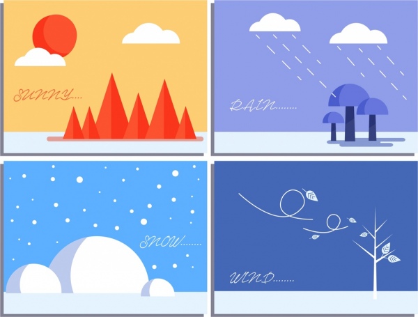 sfondo modelli soleggiata delle piogge nevose ventoso icone del tempo