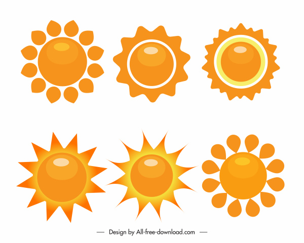 elemen desain ramalan cuaca sketsa matahari oranye