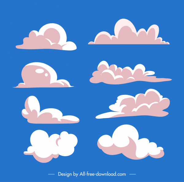 elementos de pronóstico del tiempo nubes boceto clásico plano