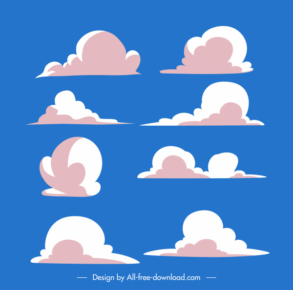 ícones da floresta meteorológica nuvens formas esboço