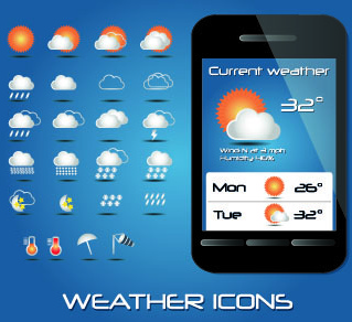 天気アイコン モバイルのアプリケーションのベクトル