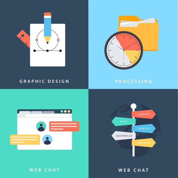 Web Design Elemente Anwendungsisolierung mit verschiedenen Arten