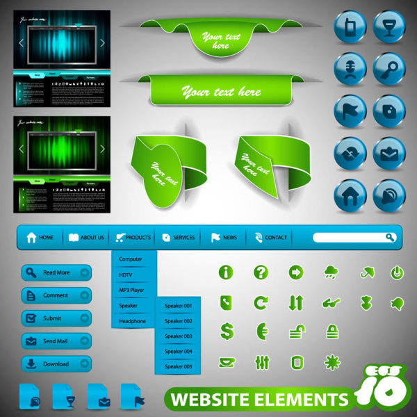 web デザインの要素コレクションのベクトル