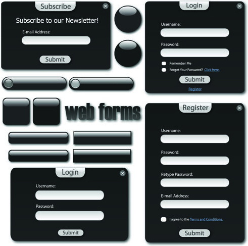 Cửa sổ các yếu tố trang web đăng nhập vector