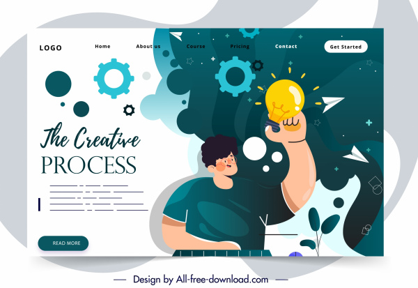 веб-сайт шаблон творческой концептуальной темы мультфильм дизайн