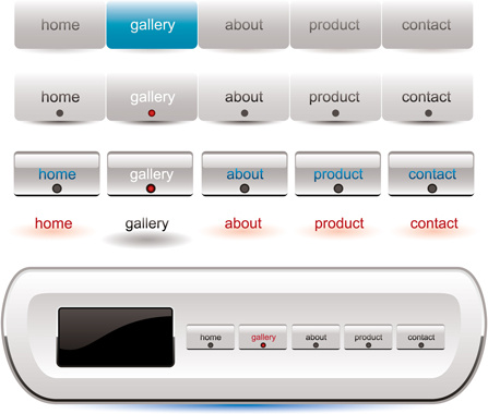 Web sites de design gráfico de vetor modelo e botão