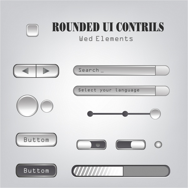 elementos de controles de interface do usuário de Web design