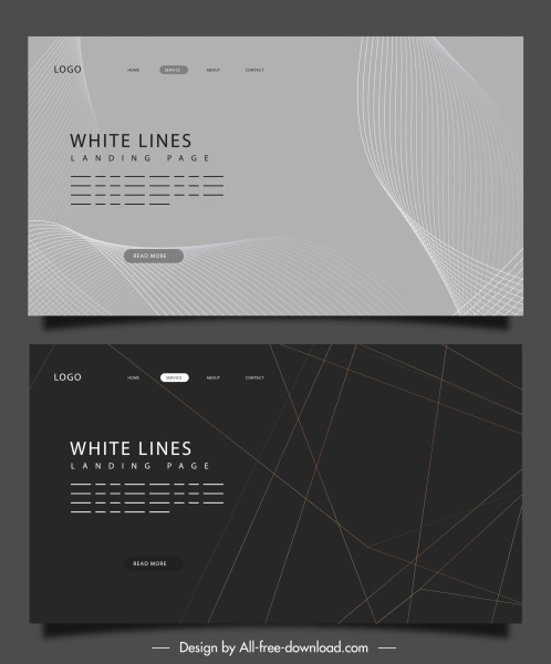 웹 페이지 배경 템플릿 어두운 현대 흑백 라인 장식