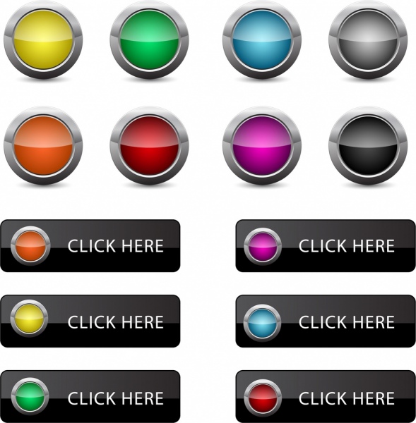 pagina Web pulsante Imposta ornamento colorato lucido